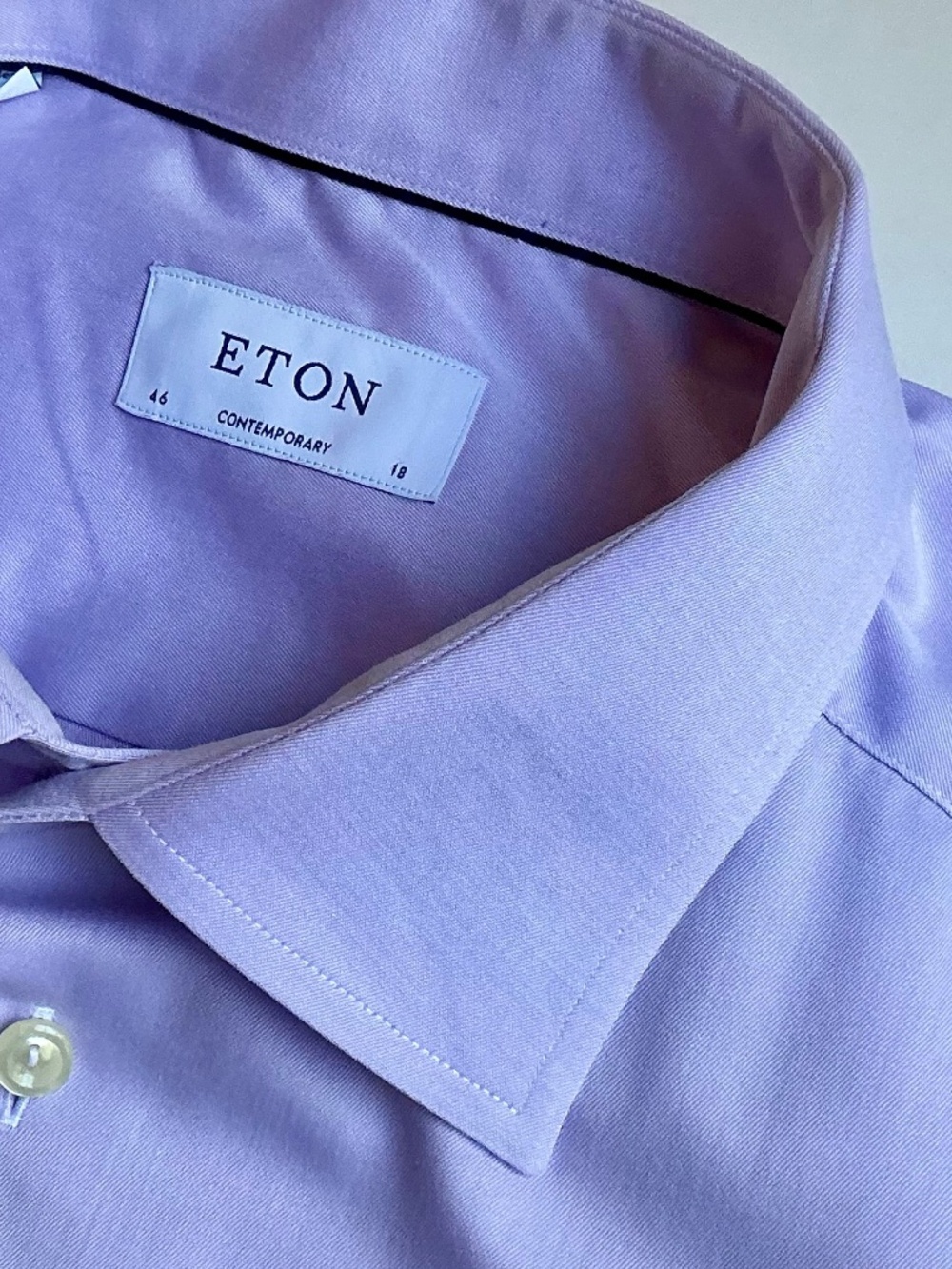 ETON solid lilac colour signature twirl cotto shirt Sz18 made in Lithuania 🇱🇹
